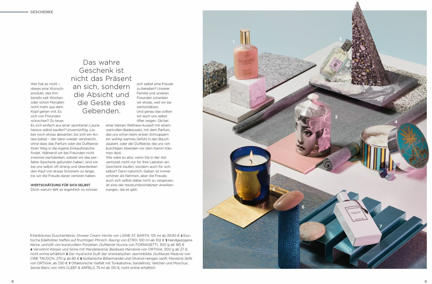 LUDWIG BECK Beauty: Weihnachtliches Fotoshooting mit Beauty-Produkten für die Herbst-/Winterausgabe 2019 Screenshot einer Doppelseite aus dem LUDWIG BECK Beauty Magazin Herbst/Winter 2019