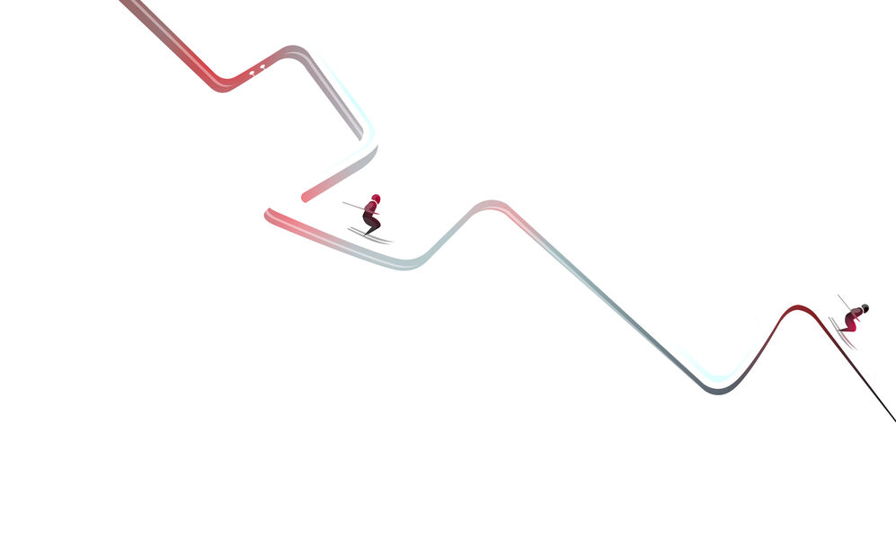 Bernhard Russi has further developed downhill skiing Sketch of a ski run developed by Bernhard Russi