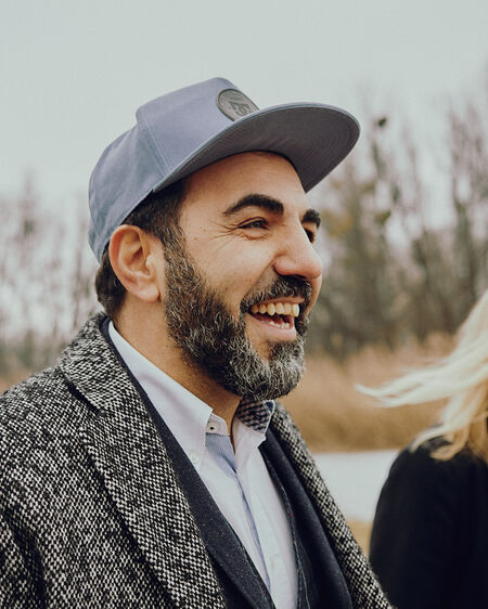 Actor Adnan Maral and his wife Franziska in autumnal nature at the Ammersee