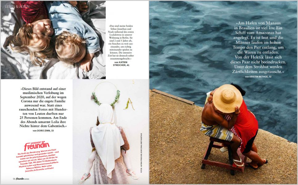 Storyboard GmbH oversees graphics for "freundin" magazine Photo spread on the subject of "hugs" in "freundin" magazine