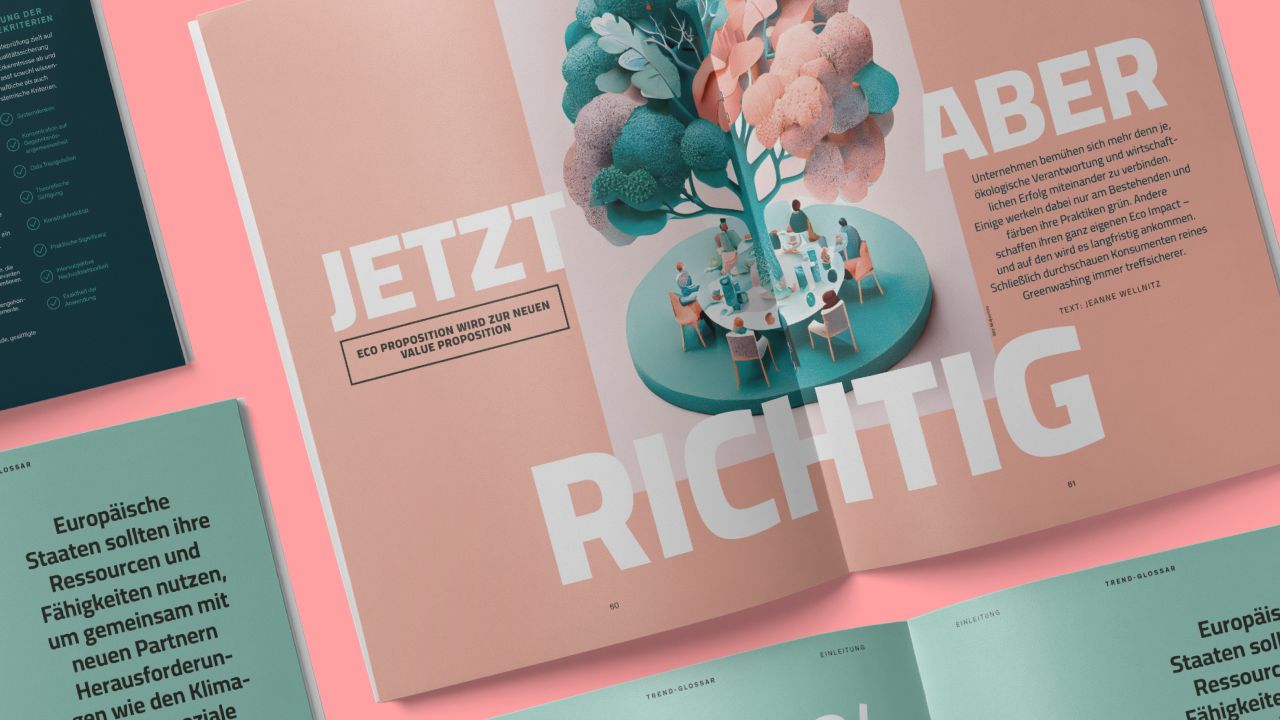 Aufgeschlagene Doppelseite der "Megatrendstudie: Globalisierung" des Zukunftsinstituts mit einer Illustration von Menschen, die um einen stilisierten Baum sitzen. Aufgeschlagene Doppelseite der "Megatrendstudie: Globalisierung" des Zukunftsinstituts mit einer Illustration von Menschen, die um einen stilisierten Baum sitzen.