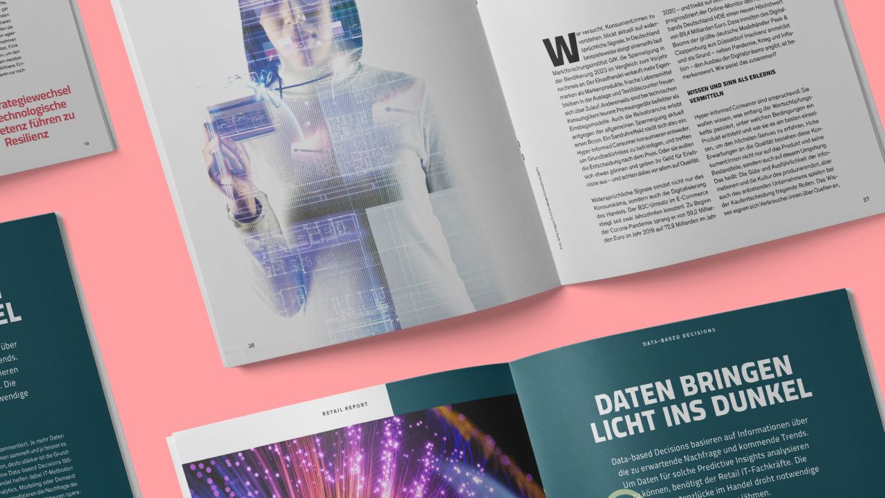 Aufgeschlagene Doppelseiten aus dem "Retail Report" des Zukunftsinstituts Aufgeschlagene Doppelseiten aus dem "Retail Report" des Zukunftsinstituts